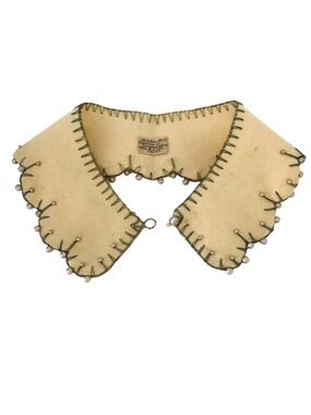 Vintage 1950s beaded Claudine collar with pearls and embroidery